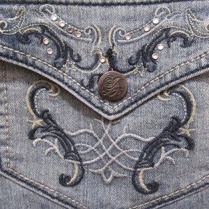 Jane Doe Jeans Slightly Distressed Embroidered Flap Pockets